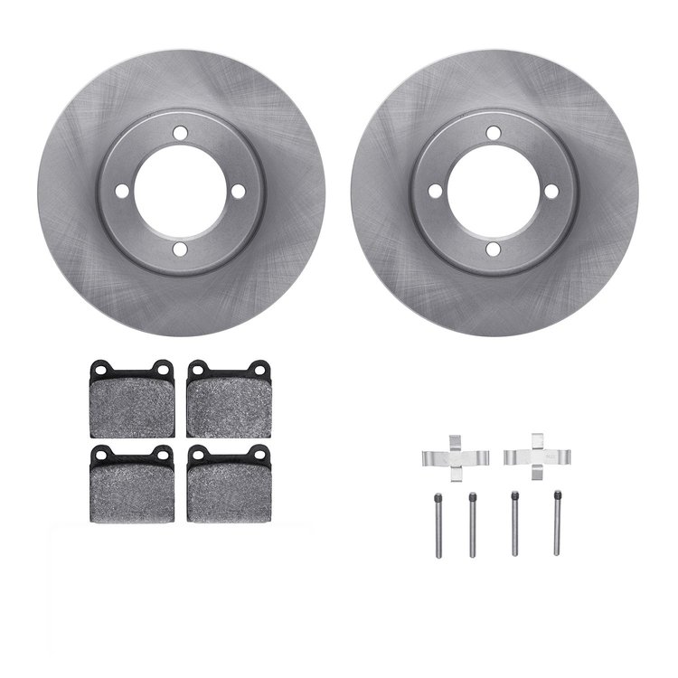 6312-22003 Brake Rotors with 3000-Series Ceramic Brake Pads Kit with Hardware, 1968-1973 Opel, Position: Front