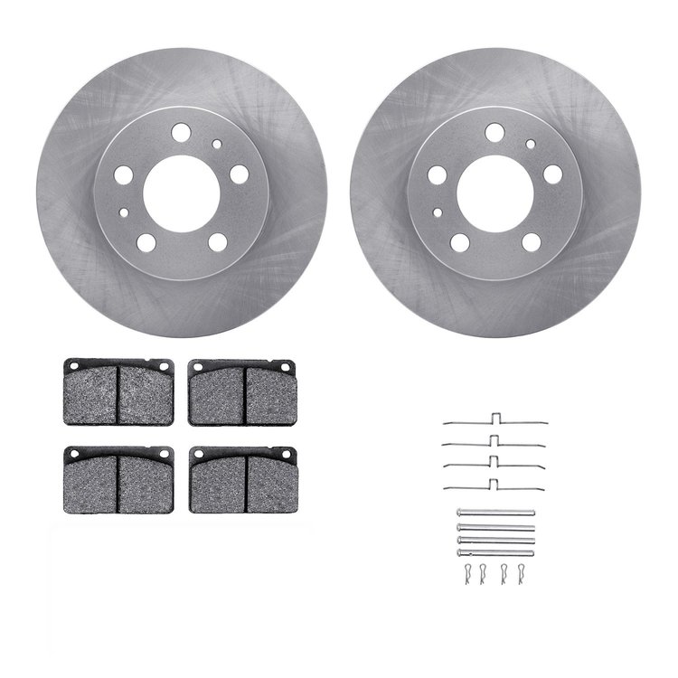 6312-27008 Brake Rotors with 3000-Series Ceramic Brake Pads Kit with Hardware, 1967-1972 Volvo, Position: Front