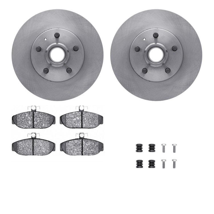 6312-27039 Brake Rotors with 3000-Series Ceramic Brake Pads Kit with Hardware, 1983-1987 Volvo, Position: Front