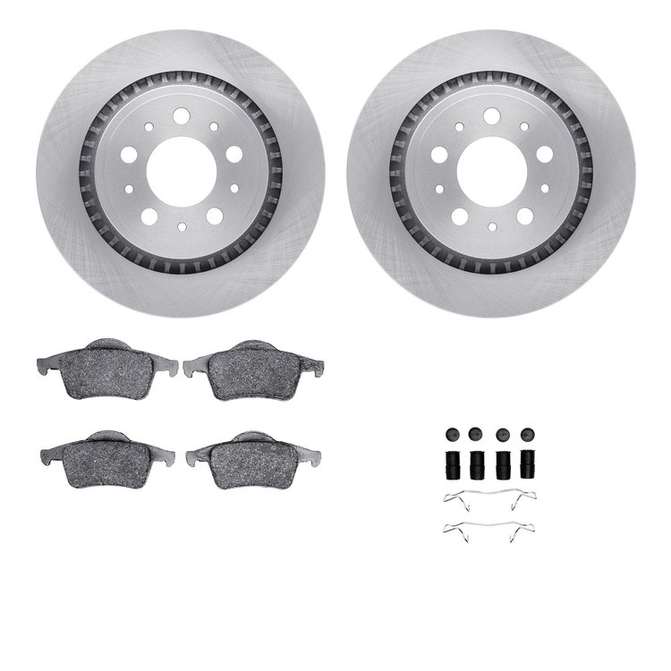 6312-27051 Brake Rotors with 3000-Series Ceramic Brake Pads Kit with Hardware, 2000-2000 Volvo, Position: Rear