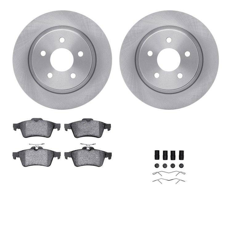 6312-27056 Brake Rotors with 3000-Series Ceramic Brake Pads Kit with Hardware, 2004-2013 Volvo, Position: Rear