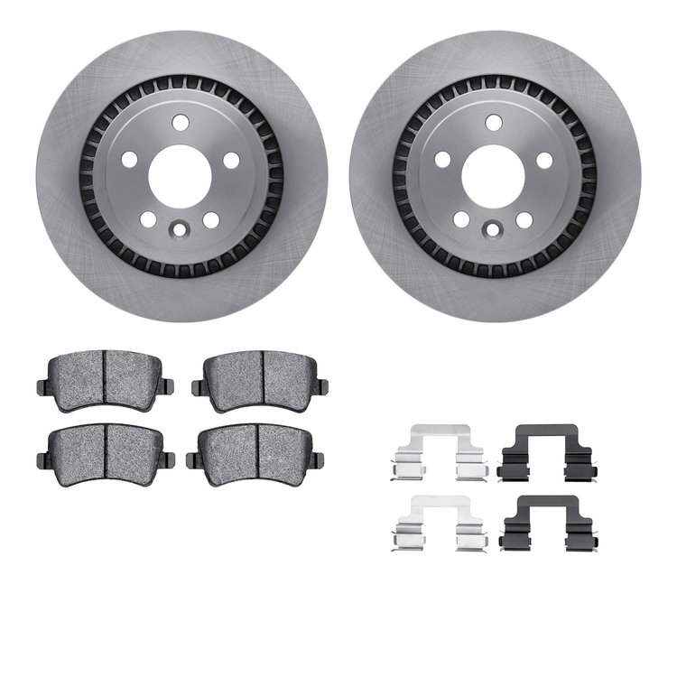 6312-27063 Brake Rotors with 3000-Series Ceramic Brake Pads Kit with Hardware, 2010-2017 Volvo, Position: Rear