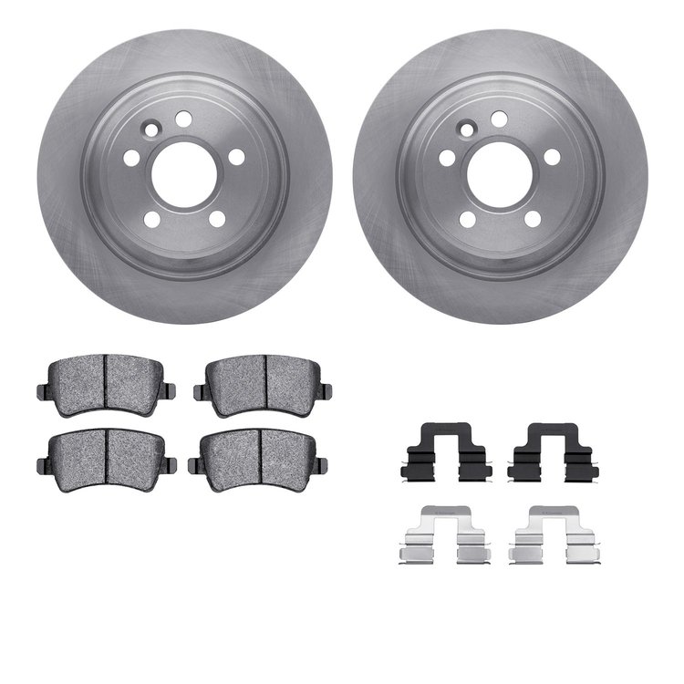 6312-27065 Brake Rotors with 3000-Series Ceramic Brake Pads Kit with Hardware, 2008-2008 Volvo, Position: Rear