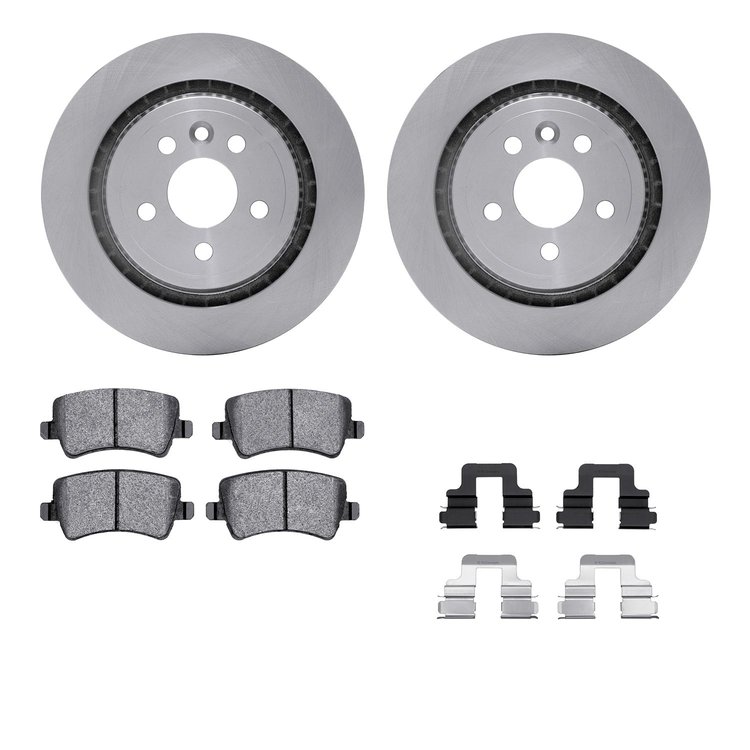6312-27067 Brake Rotors with 3000-Series Ceramic Brake Pads Kit with Hardware, 2008-2008 Volvo, Position: Rear