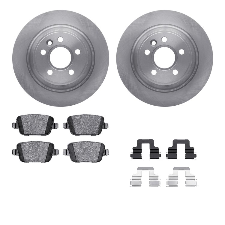 6312-27069 Brake Rotors with 3000-Series Ceramic Brake Pads Kit with Hardware, 2007-2010 Volvo, Position: Rear