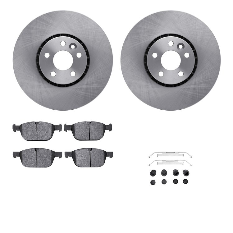 6312-27070 Brake Rotors with 3000-Series Ceramic Brake Pads Kit with Hardware, 2010-2016 Volvo, Position: Front