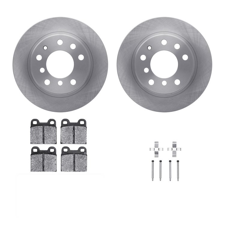 6312-31001 Brake Rotors with 3000-Series Ceramic Brake Pads Kit with Hardware, 1969-1978 BMW, Position: Rear