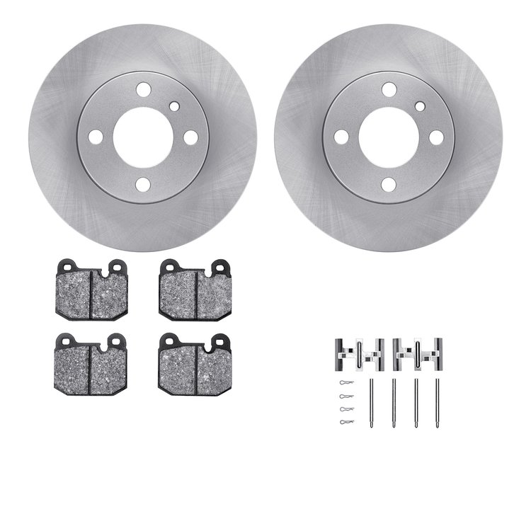 6312-31012 Brake Rotors with 3000-Series Ceramic Brake Pads Kit with Hardware, 1977-1983 BMW, Position: Front