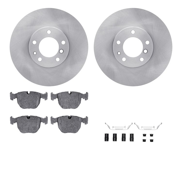 6312-31040 Brake Rotors with 3000-Series Ceramic Brake Pads Kit with Hardware, 1995-2001 BMW, Position: Front