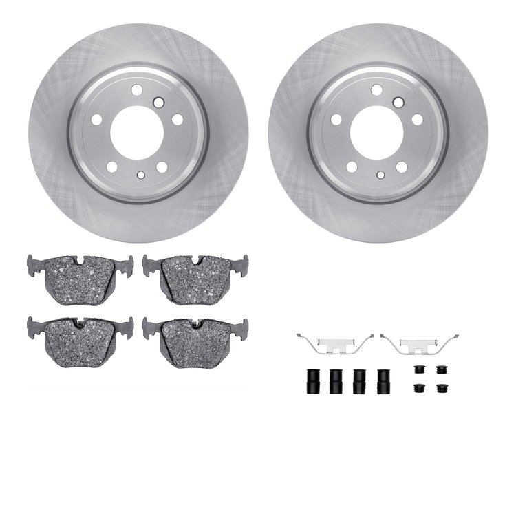 6312-31048 Brake Rotors with 3000-Series Ceramic Brake Pads Kit with Hardware, 1991-2001 BMW, Position: Rear