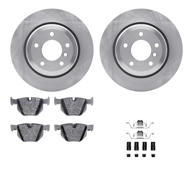 6312-31057 Brake Rotors with 3000-Series Ceramic Brake Pads Kit with Hardware, 2006-2010 BMW, Position: Rear