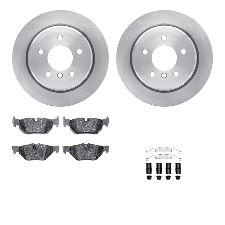 6312-31094 Brake Rotors with 3000-Series Ceramic Brake Pads Kit with Hardware, 2006-2015 BMW, Position: Rear