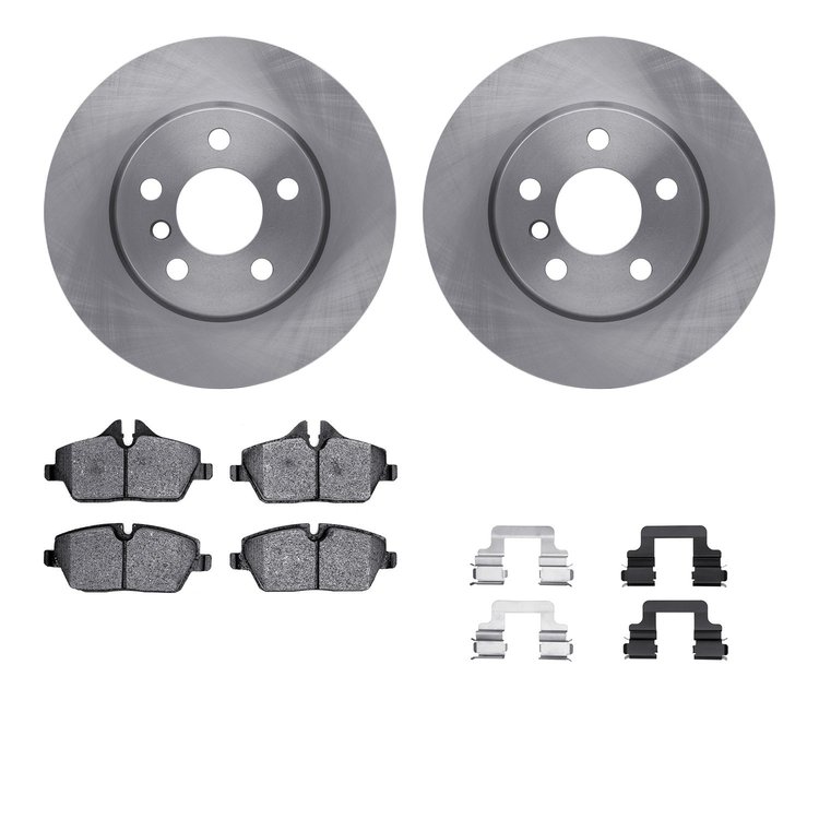 6312-32013 Brake Rotors with 3000-Series Ceramic Brake Pads Kit with Hardware, Fits Select Mini, Position: Front