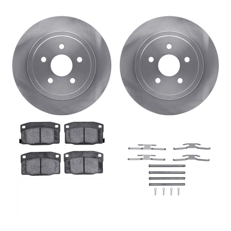 6312-39013 Brake Rotors with 3000-Series Ceramic Brake Pads Kit with Hardware, 1988-1989 GM, Position: Rear