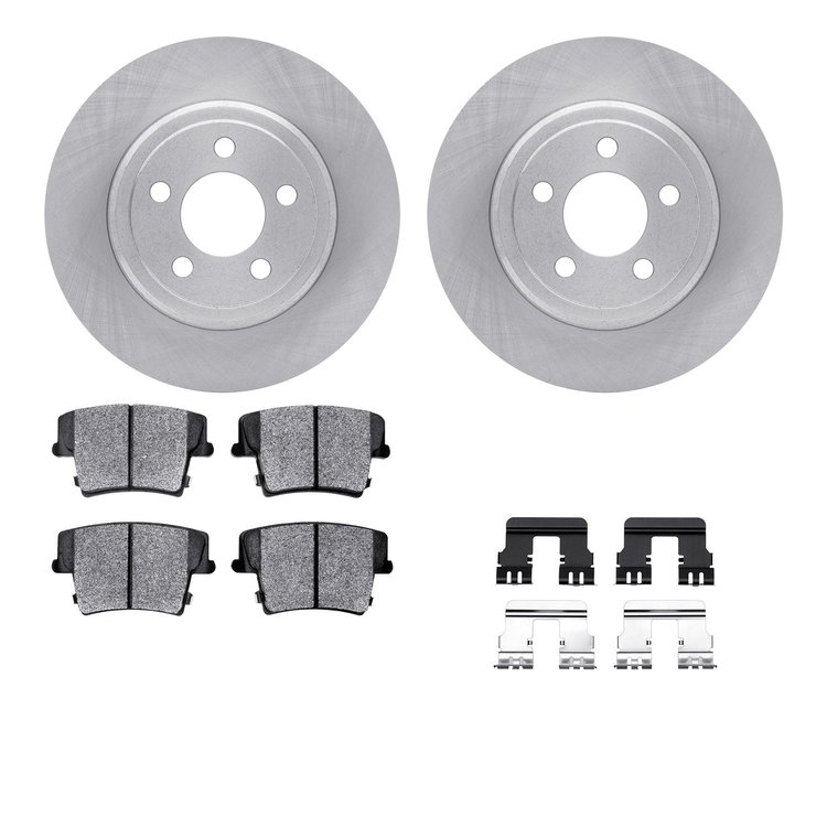 6312-39035 Brake Rotors with 3000-Series Ceramic Brake Pads Kit with Hardware, 2006-2008 Mopar, Position: Rear