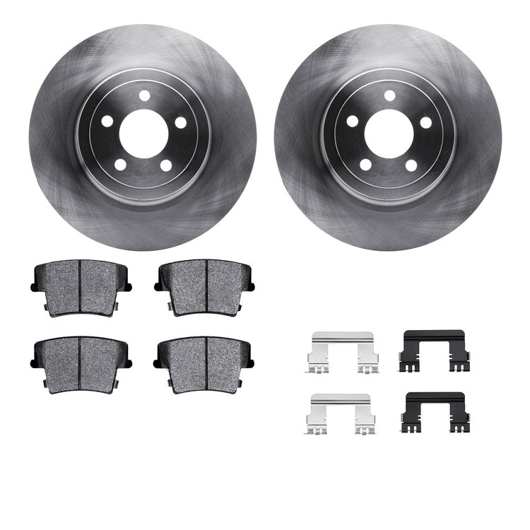 6312-39037 Brake Rotors with 3000-Series Ceramic Brake Pads Kit with Hardware, 2006-2014 Mopar, Position: Rear