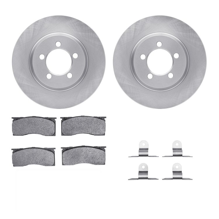 6312-40001 Brake Rotors with 3000-Series Ceramic Brake Pads Kit with Hardware, 1965-1972 Mopar, Position: Front