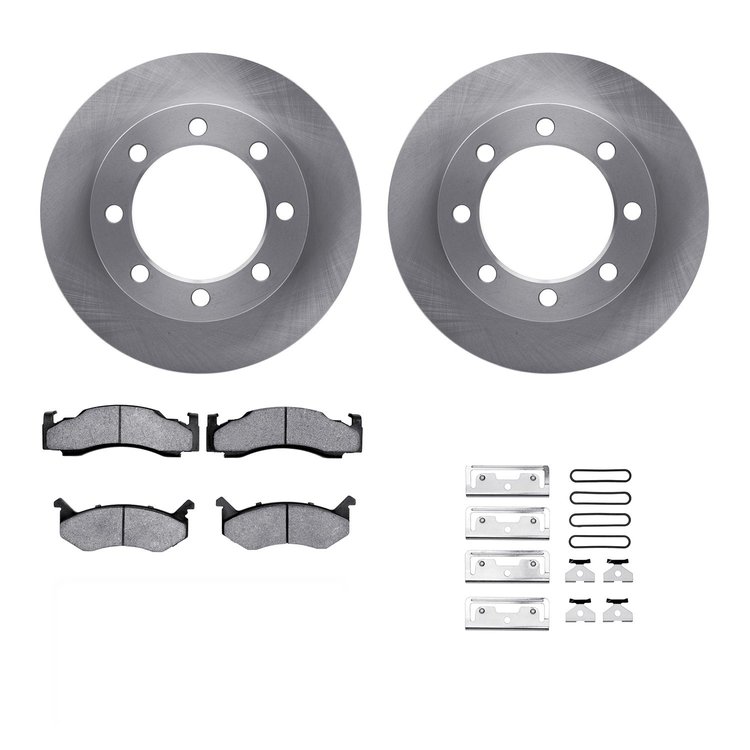 6312-40009 Brake Rotors with 3000-Series Ceramic Brake Pads Kit with Hardware, 1980-1993 Mopar, Position: Front