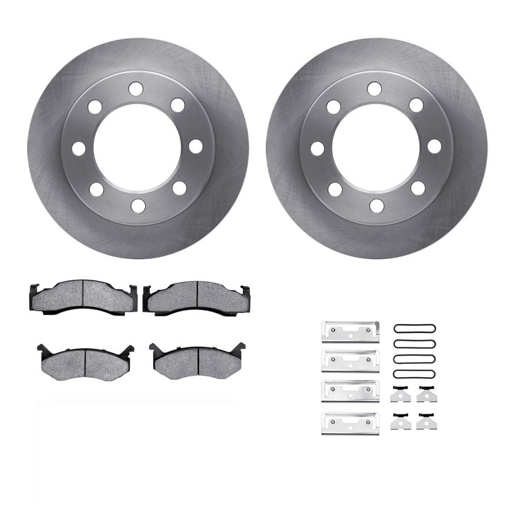 6312-40013 Brake Rotors with 3000-Series Ceramic Brake Pads Kit with Hardware, 1973-1997 Mopar, Position: Front