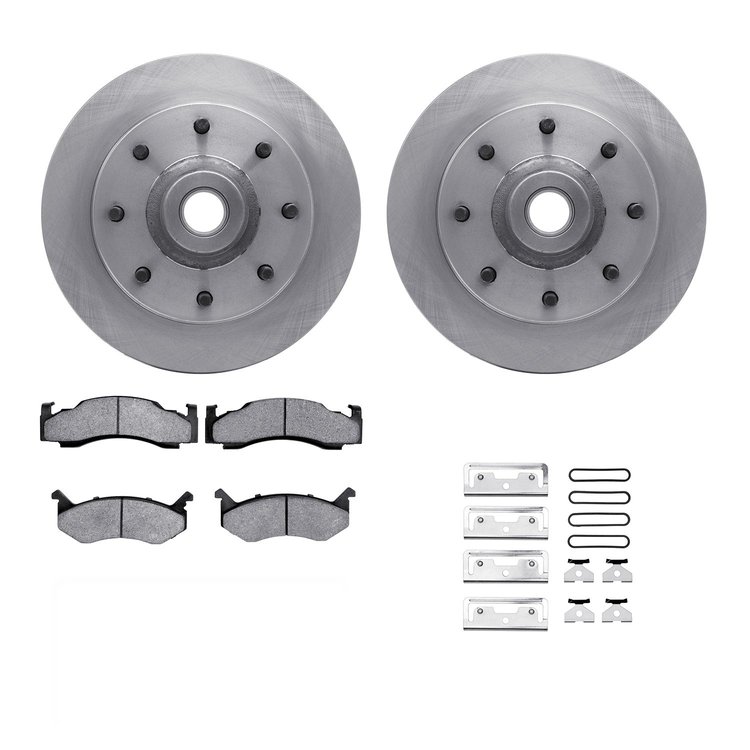 6312-40021 Brake Rotors with 3000-Series Ceramic Brake Pads Kit with Hardware, 1978-1981 Mopar, Position: Front