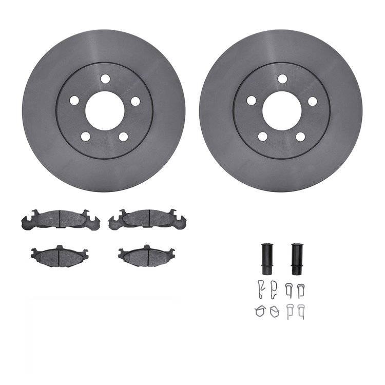 6312-40027 Brake Rotors with 3000-Series Ceramic Brake Pads Kit with Hardware, 1989-1989 Mopar, Position: Front