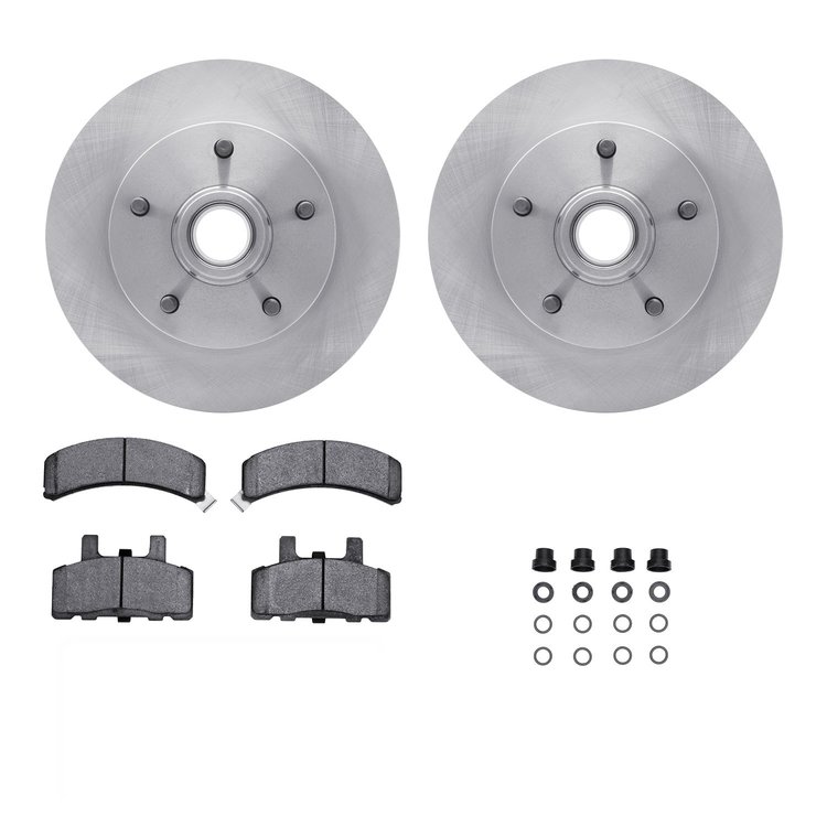 6312-40036 Brake Rotors with 3000-Series Ceramic Brake Pads Kit with Hardware, 1994-1999 Mopar, Position: Front