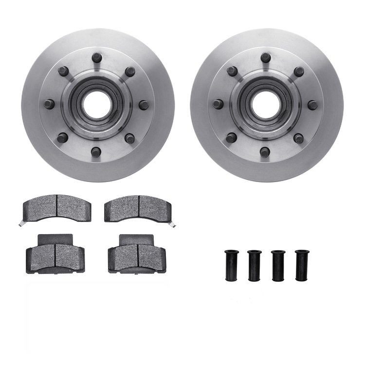 6312-40045 Brake Rotors with 3000-Series Ceramic Brake Pads Kit with Hardware, 1994-1999 Mopar, Position: Front