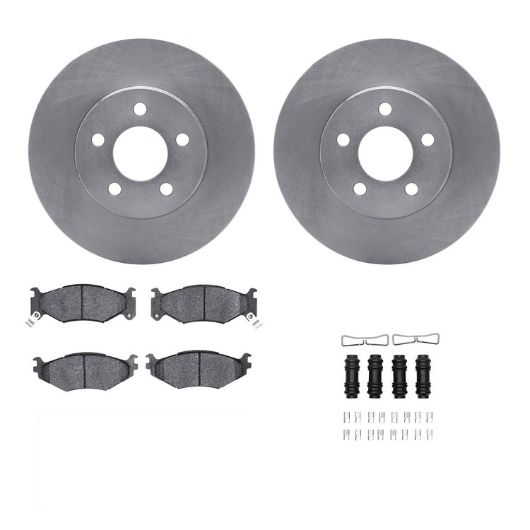 6312-40051 Brake Rotors with 3000-Series Ceramic Brake Pads Kit with Hardware, 1992-1992 Mopar, Position: Front