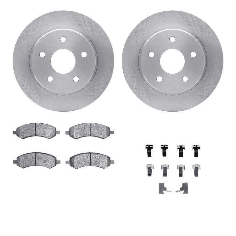 6312-40092 Brake Rotors with 3000-Series Ceramic Brake Pads Kit with Hardware, 2006-2018 Mopar, Position: Front