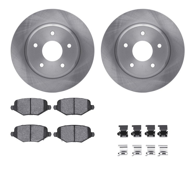 6312-40099 Brake Rotors with 3000-Series Ceramic Brake Pads Kit with Hardware, 2012-2016 Mopar, Position: Rear