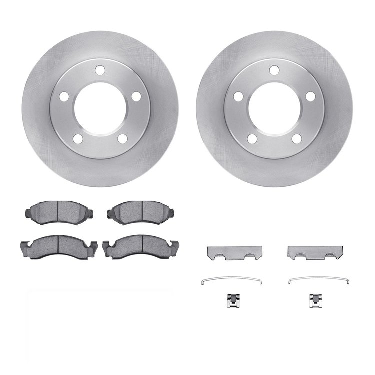 6312-42003 Brake Rotors with 3000-Series Ceramic Brake Pads Kit with Hardware, 1976-1978 Mopar, Position: Front