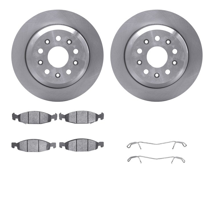 6312-42021 Brake Rotors with 3000-Series Ceramic Brake Pads Kit with Hardware, 1999-2002 Mopar, Position: Front