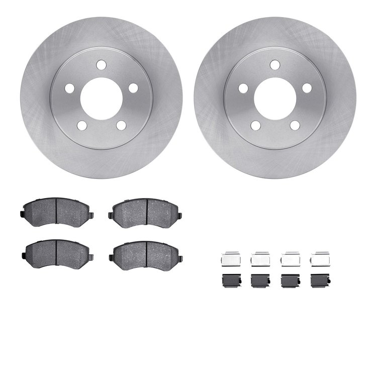 6312-42023 Brake Rotors with 3000-Series Ceramic Brake Pads Kit with Hardware, 2002-2007 Mopar, Position: Front