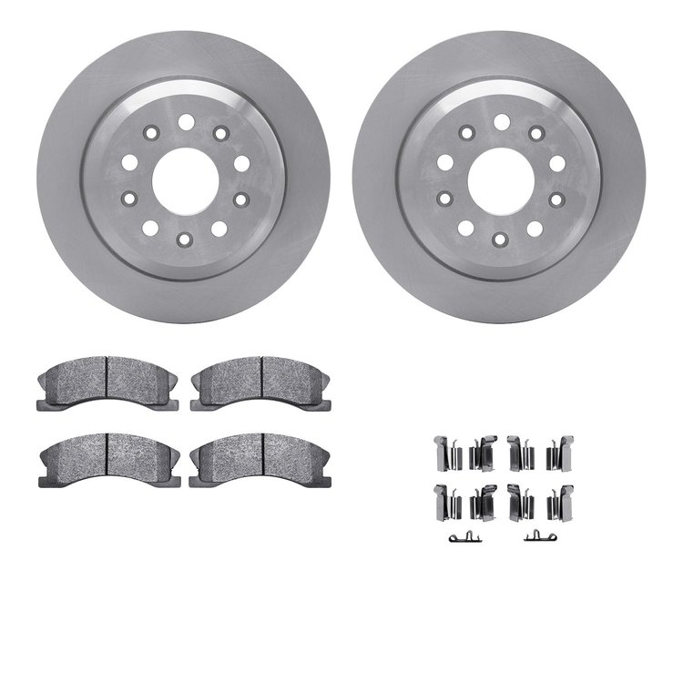 6312-42024 Brake Rotors with 3000-Series Ceramic Brake Pads Kit with Hardware, 1999-2004 Mopar, Position: Front