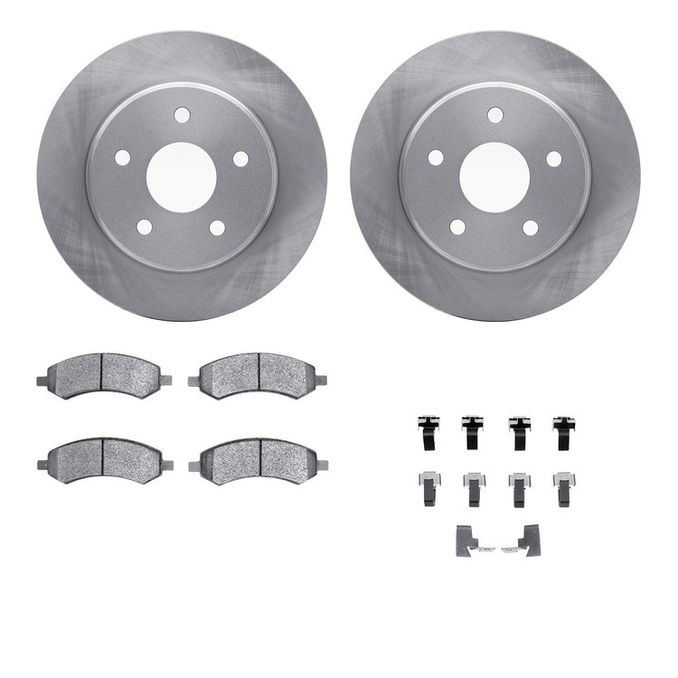 6312-42030 Brake Rotors with 3000-Series Ceramic Brake Pads Kit with Hardware, 2008-2012 Mopar, Position: Front