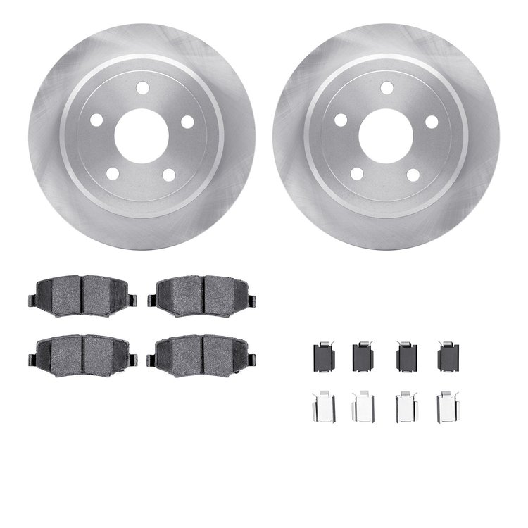 6312-42038 Brake Rotors with 3000-Series Ceramic Brake Pads Kit with Hardware, 2007-2018 Mopar, Position: Rear