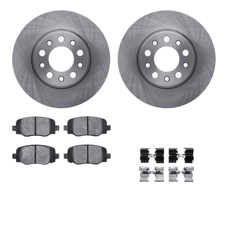 6312-42050 Brake Rotors with 3000-Series Ceramic Brake Pads Kit with Hardware, Fits Select Mopar, Position: Rear