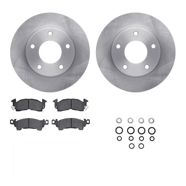 6312-46005 Brake Rotors with 3000-Series Ceramic Brake Pads Kit with Hardware, 1976-1978 GM, Position: Rear
