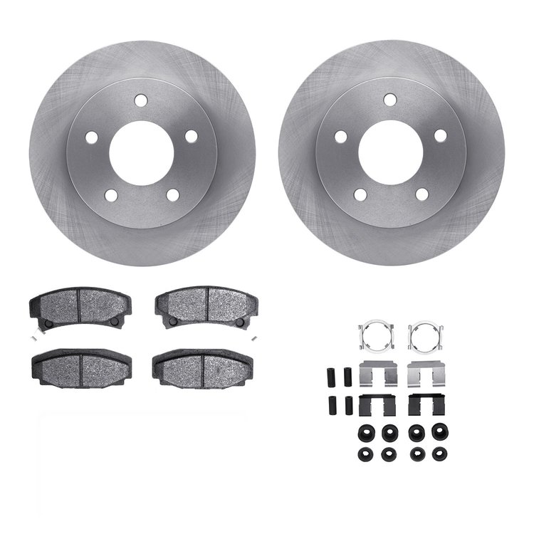 6312-46006 Brake Rotors with 3000-Series Ceramic Brake Pads Kit with Hardware, 1986-1992 GM, Position: Rear