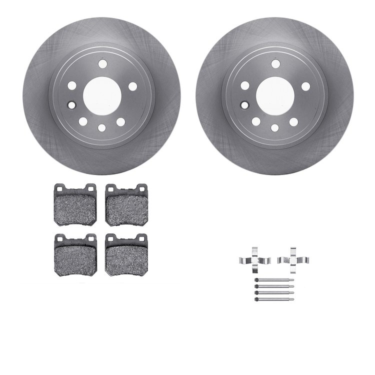6312-46009 Brake Rotors with 3000-Series Ceramic Brake Pads Kit with Hardware, 1997-2001 GM, Position: Rear