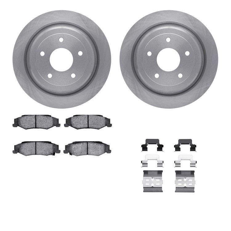 6312-46018 Brake Rotors with 3000-Series Ceramic Brake Pads Kit with Hardware, 1997-2013 GM, Position: Rear