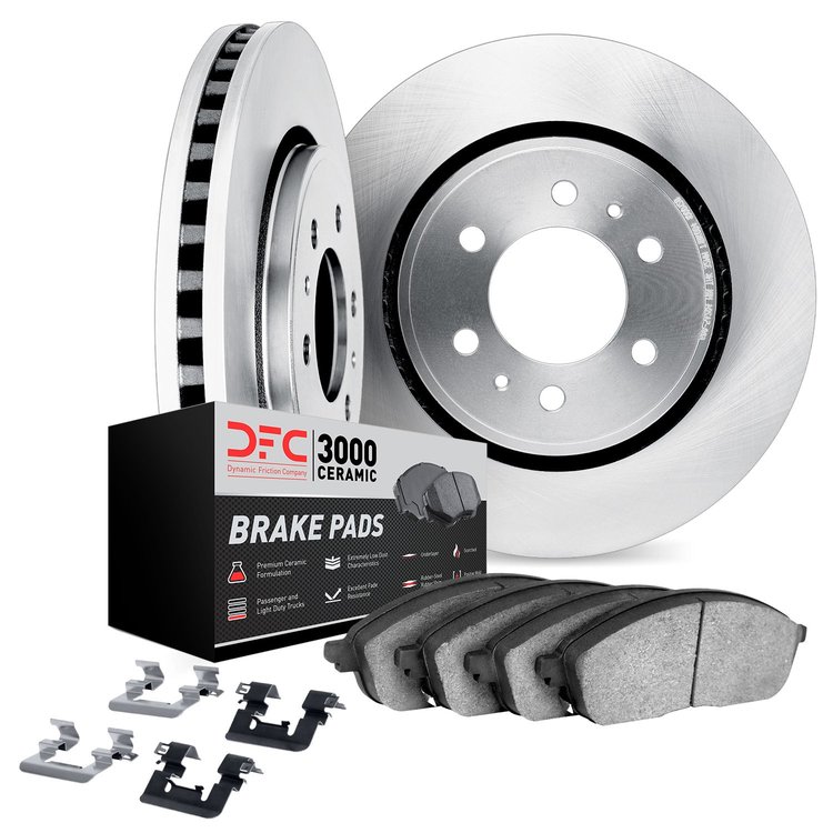 6312-46040 Brake Rotors with 3000-Series Ceramic Brake Pads Kit with Hardware, 2004-2009 GM, Position: Rear