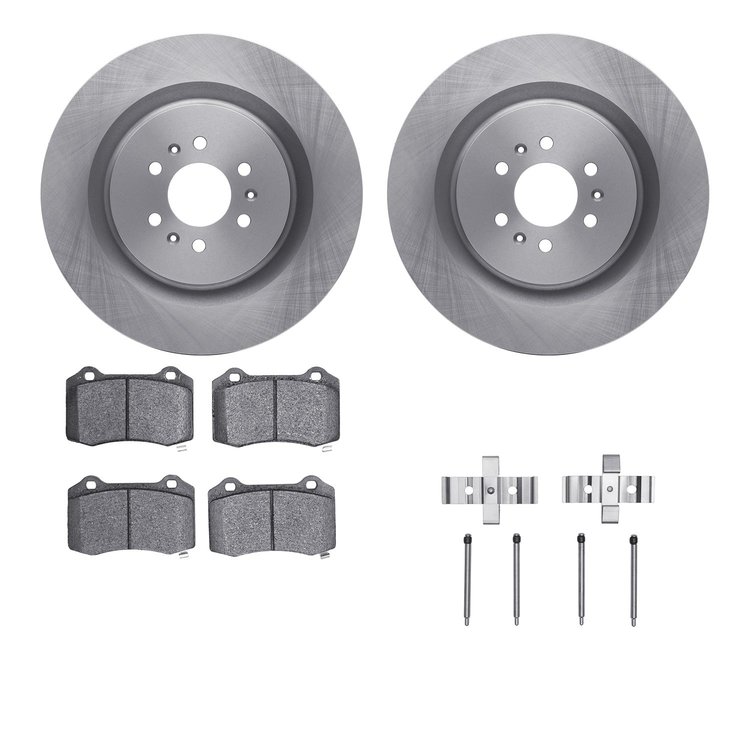 6312-46041 Brake Rotors with 3000-Series Ceramic Brake Pads Kit with Hardware, 2004-2011 GM, Position: Rear