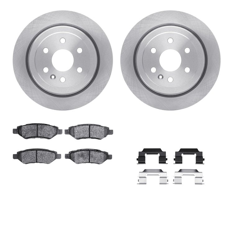 6312-46049 Brake Rotors with 3000-Series Ceramic Brake Pads Kit with Hardware, 2010-2016 GM, Position: Rear