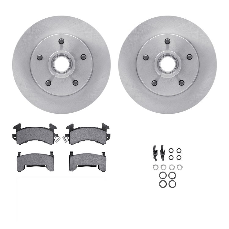 6312-47013 Brake Rotors with 3000-Series Ceramic Brake Pads Kit with Hardware, 1978-1978 GM, Position: Front