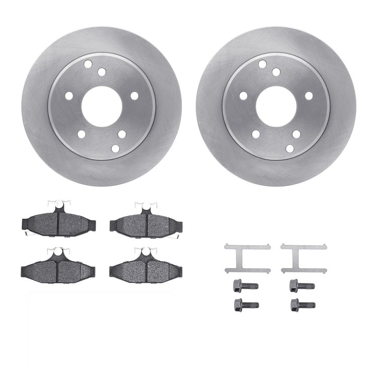 6312-47024 Brake Rotors with 3000-Series Ceramic Brake Pads Kit with Hardware, 1984-1987 GM, Position: Rear