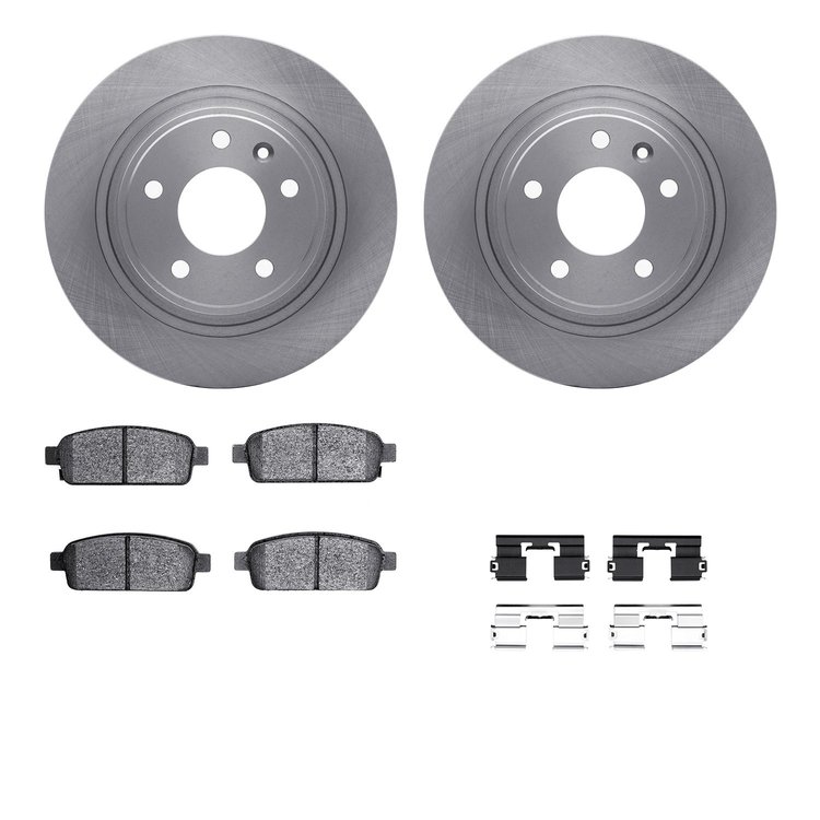 6312-47065 Brake Rotors with 3000-Series Ceramic Brake Pads Kit with Hardware, 2011-2019 GM, Position: Rear