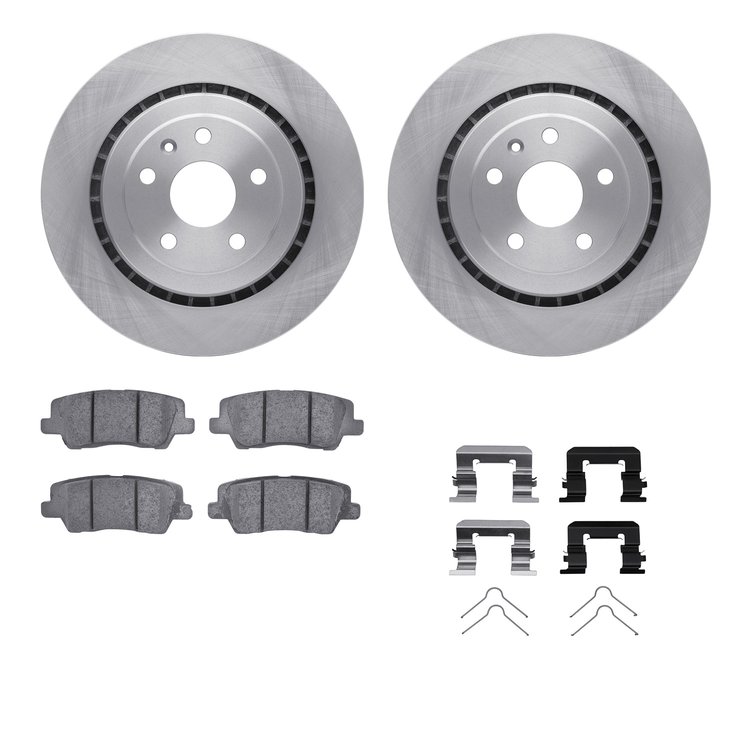 6312-47071 Brake Rotors with 3000-Series Ceramic Brake Pads Kit with Hardware, 2015-2019 GM, Position: Rear