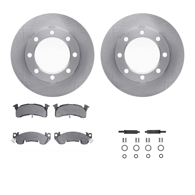 6312-48012 Brake Rotors with 3000-Series Ceramic Brake Pads Kit with Hardware, 1979-1991 GM, Position: Front