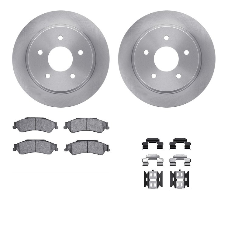 6312-48034 Brake Rotors with 3000-Series Ceramic Brake Pads Kit with Hardware, 1997-2005 GM, Position: Rear